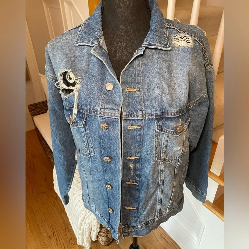 & denim by H&M distressed‎ jean jacket size XS